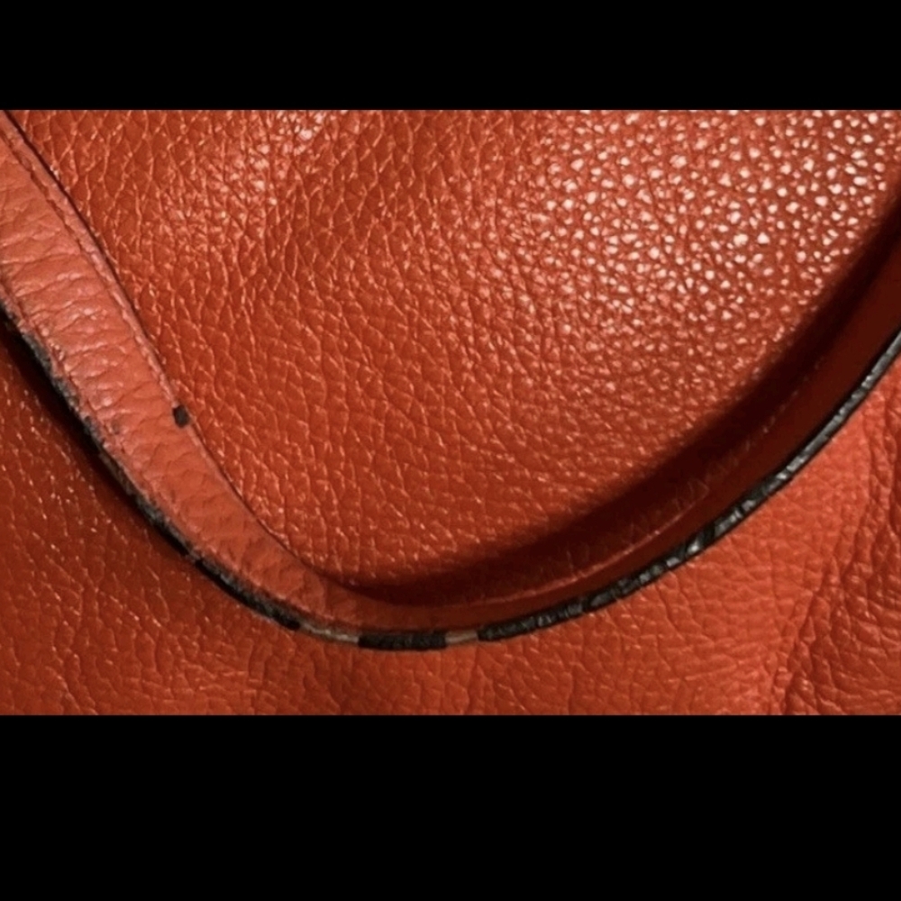 Michael Kors Purse Red Orange Bedford Leather Tassel Crossbody Bag Saddle - Picture 5 of 14